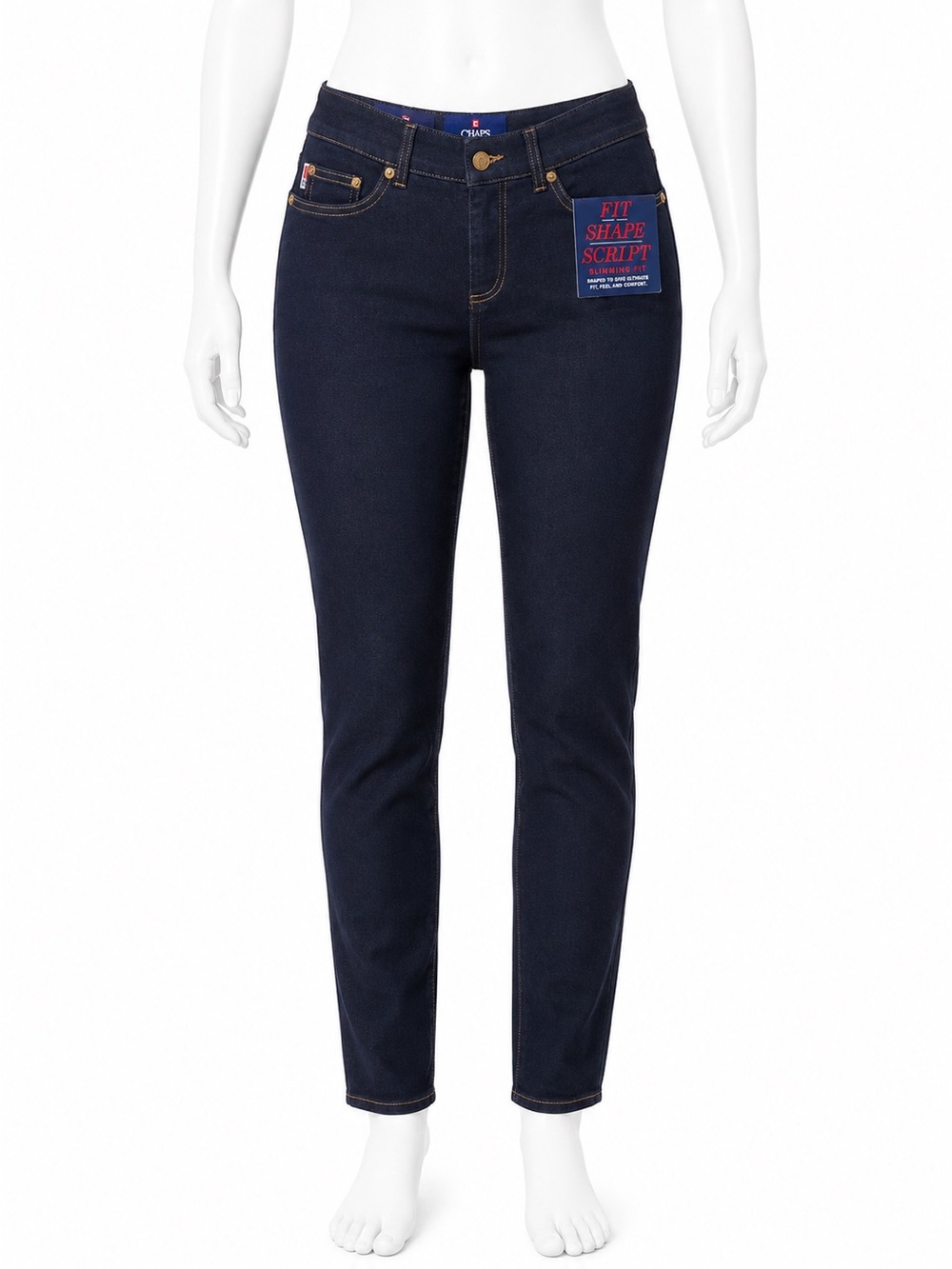Chaps Fit Shape Sculpt Slimming Fit Jeans Dark Wash Denim Size 10R Inseam 31 NWT